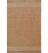 Camel brown solid hand-tufted wool rug with minimalist border accents